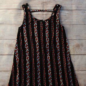 aglow Maternity Orange Tribal Tassel Dress